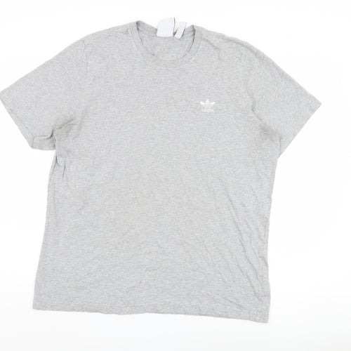 Adidas Men's Grey Cotton T-Shirt Size L