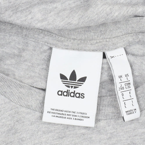 Adidas Men's Grey Cotton T-Shirt Size L