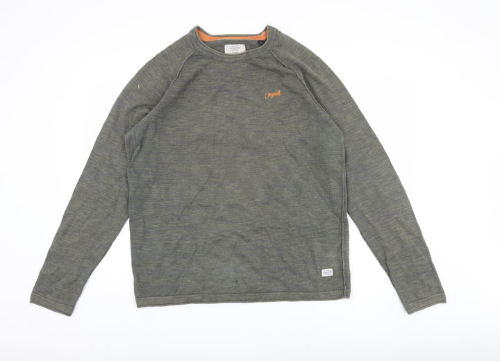 Jack & Jones Men's Green XL Cotton Pullover Jumper