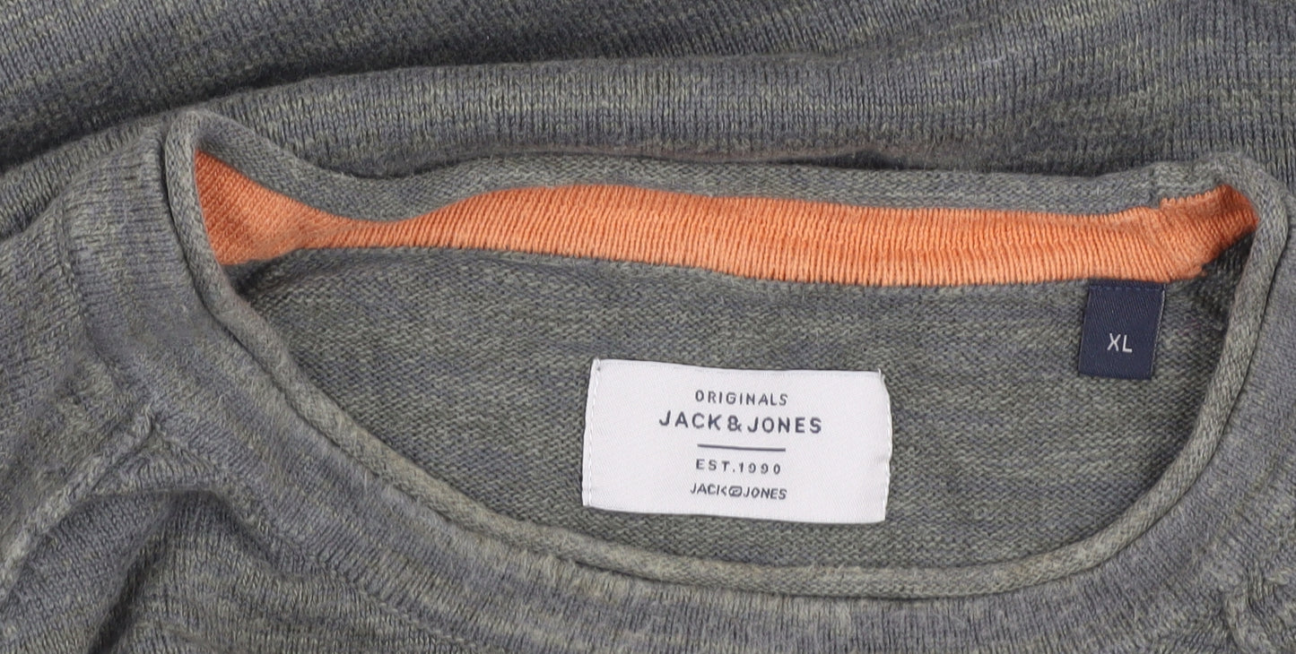 Jack & Jones Men's Green XL Cotton Pullover Jumper