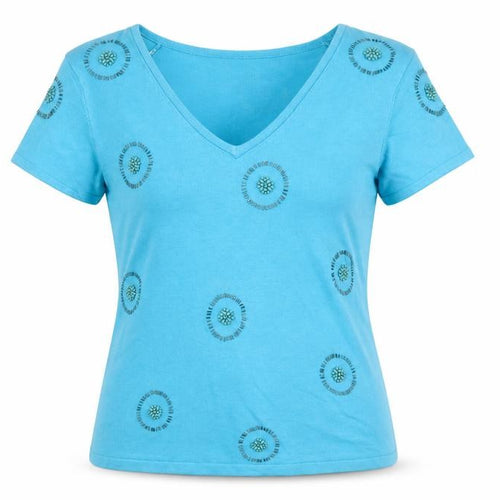 Kaliko Women's Blue V-Neck Short Sleeve Jumper Size 12