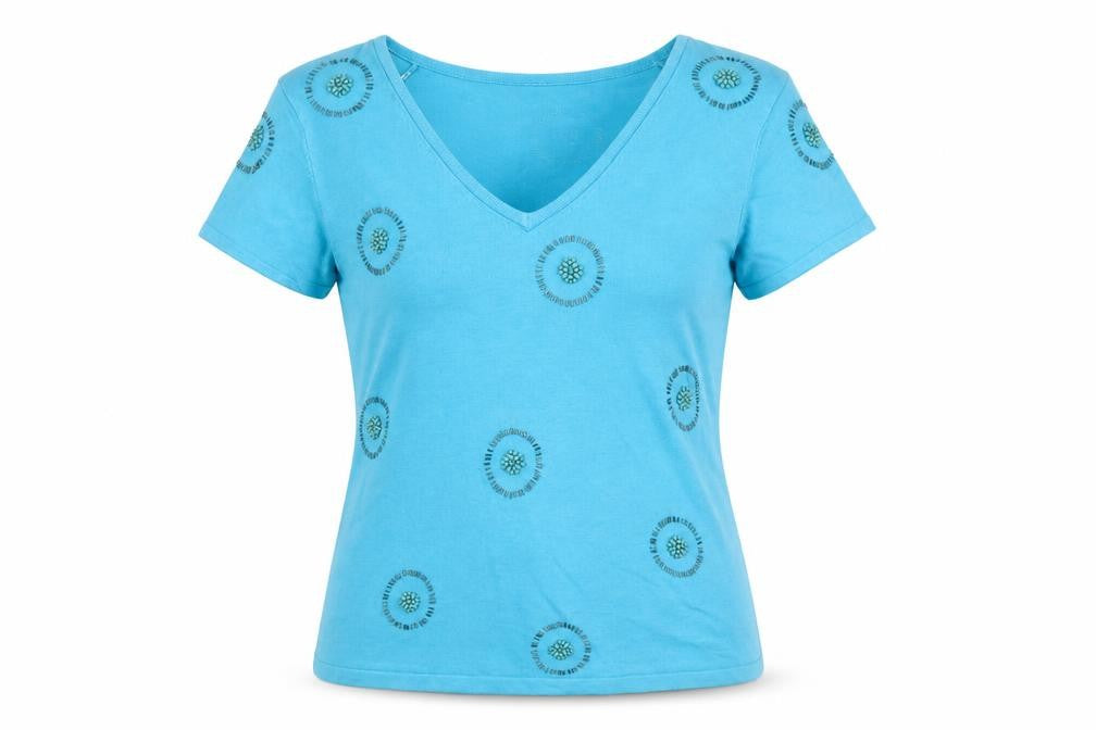 Kaliko Women's Blue V-Neck Short Sleeve Jumper Size 12