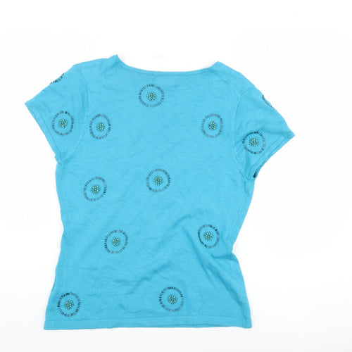 Kaliko Women's Blue V-Neck Short Sleeve Jumper Size 12