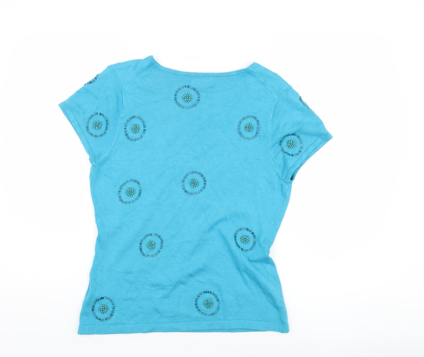 Kaliko Women's Blue V-Neck Short Sleeve Jumper Size 12