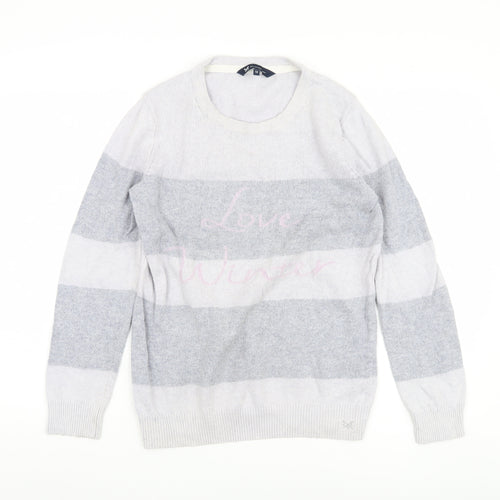 Crew Clothing Company Women's Grey Striped Pullover Jumper, Size 12