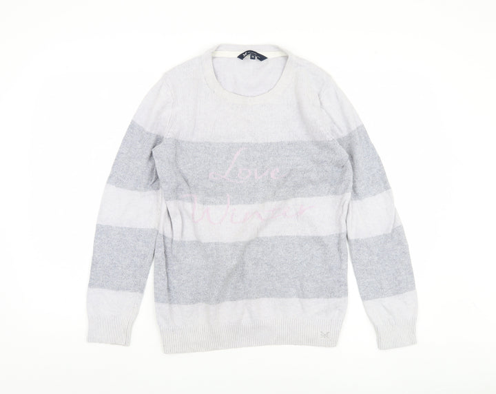 Crew Clothing Company Women's Grey Striped Pullover Jumper, Size 12