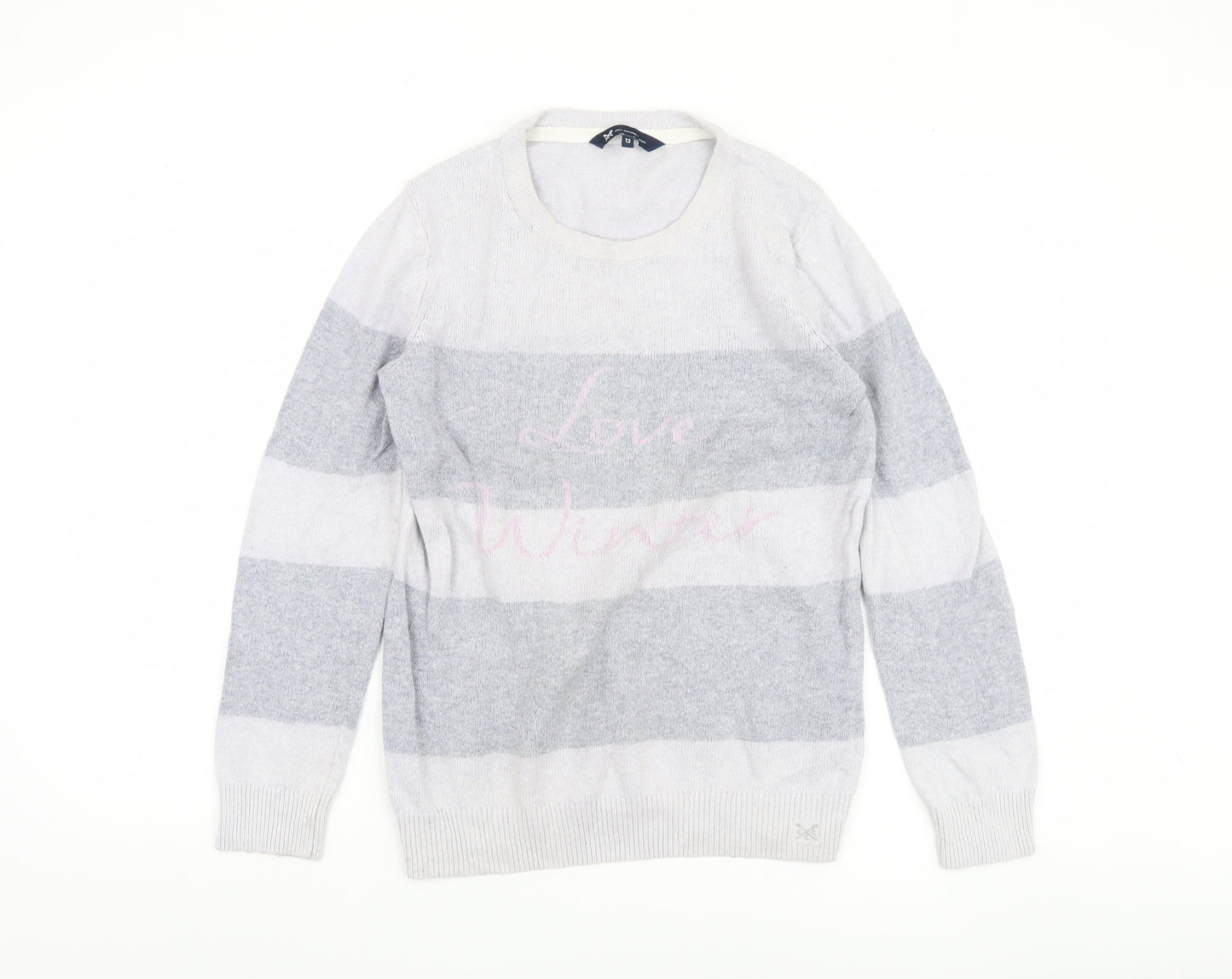 Crew Clothing Company Women's Grey Striped Pullover Jumper, Size 12