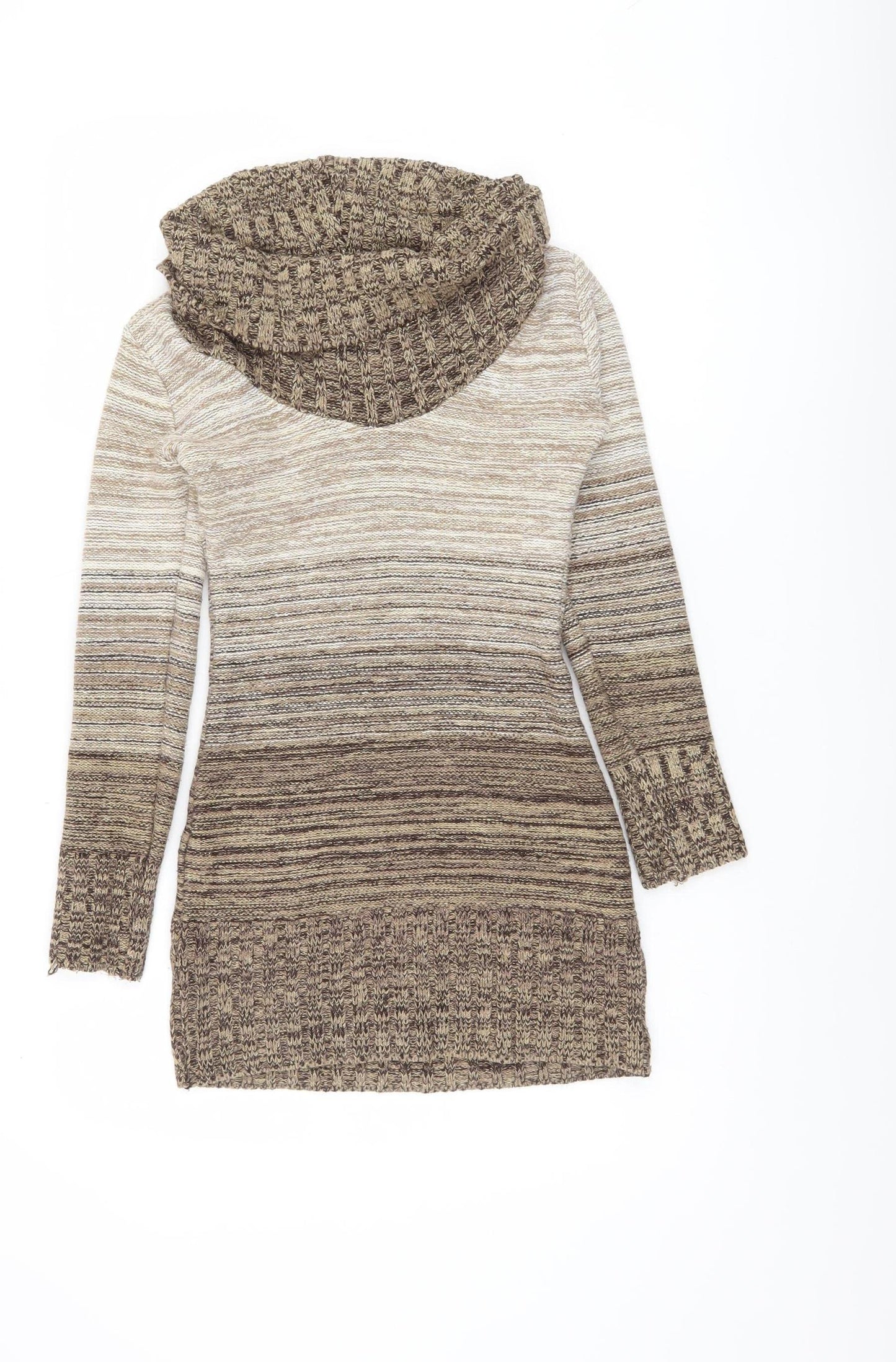 Jane Norman Women's Beige Cowl Neck Jumper Size 14