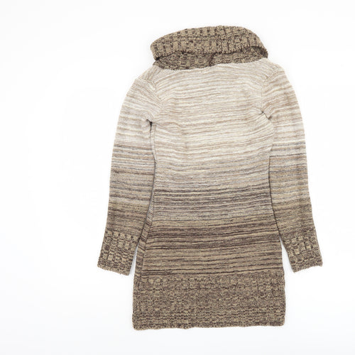 Jane Norman Women's Beige Cowl Neck Jumper Size 14