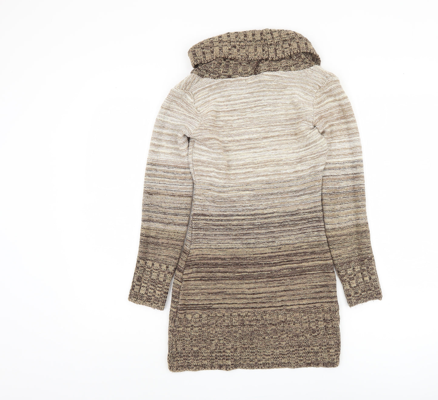 Jane Norman Women's Beige Cowl Neck Jumper Size 14