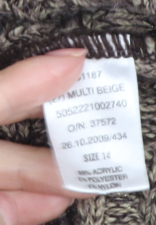 Jane Norman Women's Beige Cowl Neck Jumper Size 14