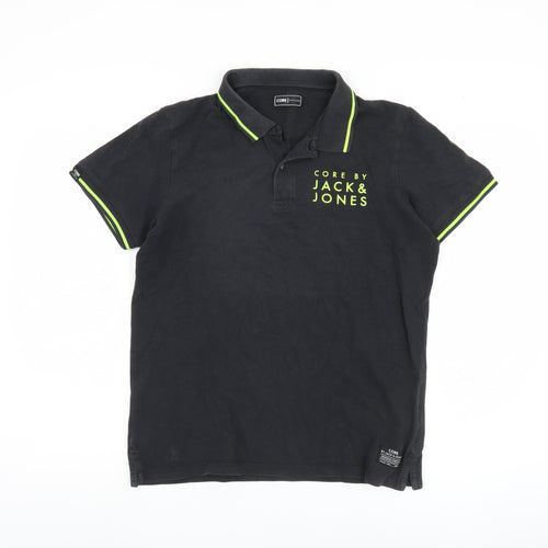 Core by Jack & Jones Men's Black Polo Shirt L