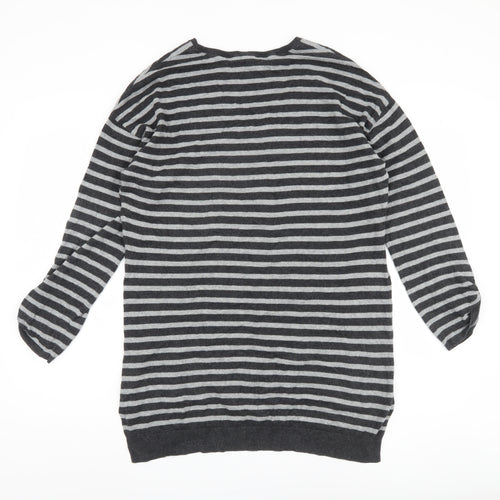 Laura Ashley Women's Grey Striped Pullover Jumper Size 14