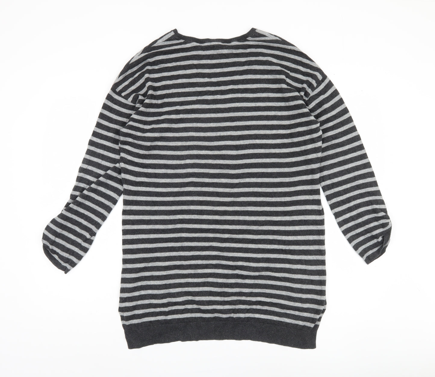 Laura Ashley Women's Grey Striped Pullover Jumper Size 14