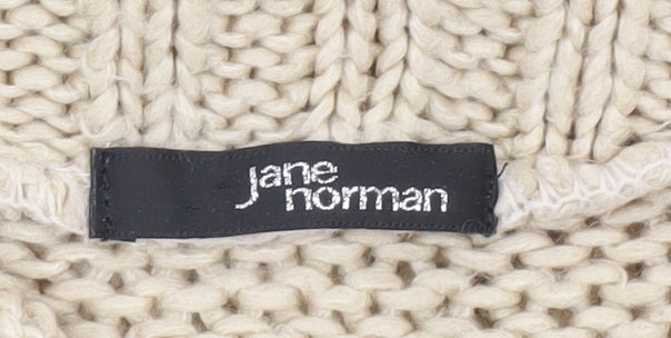 Jane Norman Women's Beige Cowl Neck Sleeveless Jumper