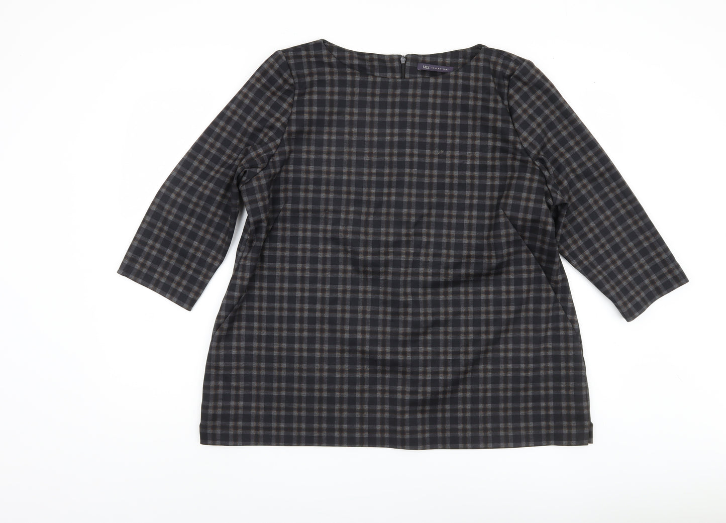 Marks and Spencer Women's Brown Check Blouse, Size 20