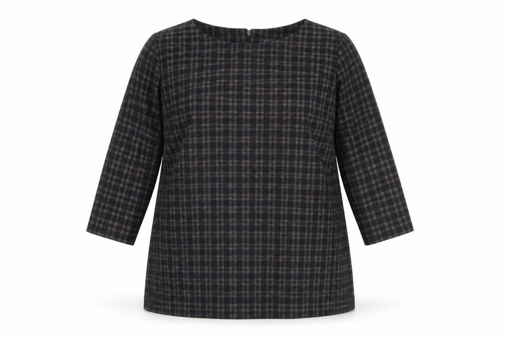 Front view of Marks & Spencer Women's Brown Check Blouse, size 20