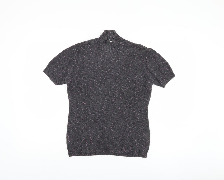 Planet Women's Grey Mock Neck Short Sleeve Jumper