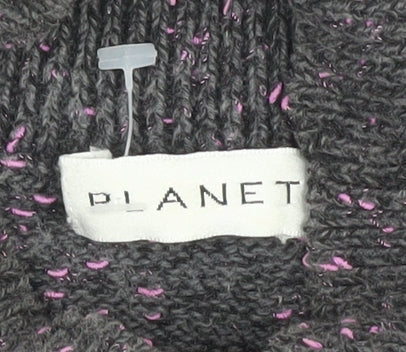 Planet Women's Grey Mock Neck Short Sleeve Jumper