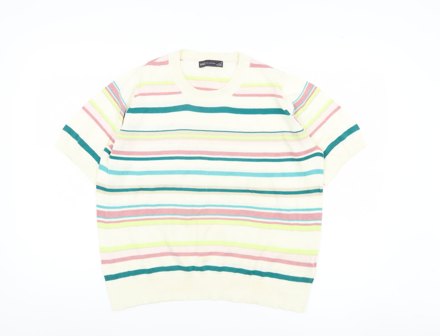 Marks and Spencer Women's Multicoloured Striped Pullover Jumper Size 16