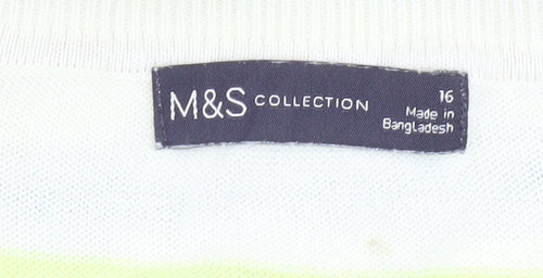 Marks and Spencer Women's Multicoloured Striped Pullover Jumper Size 16