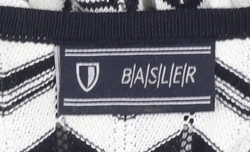 Basler Womens White Geometric Viscose Blend Tie Cardigan Size 12