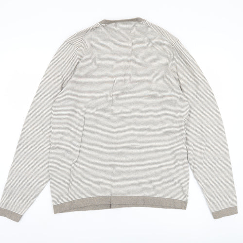 Marks and Spencer Men's Beige Striped Pullover Jumper L