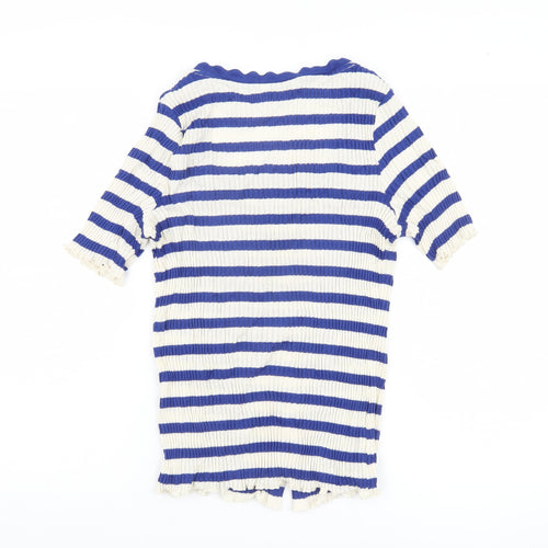 Next Women's Blue Striped T-shirt - Size 12