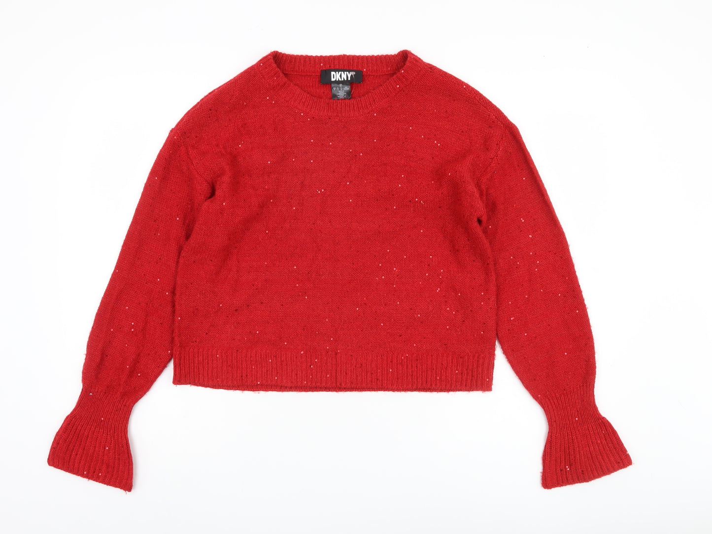 DKNY Women's Red Pullover Jumper, Size S, Crew Neck Knit