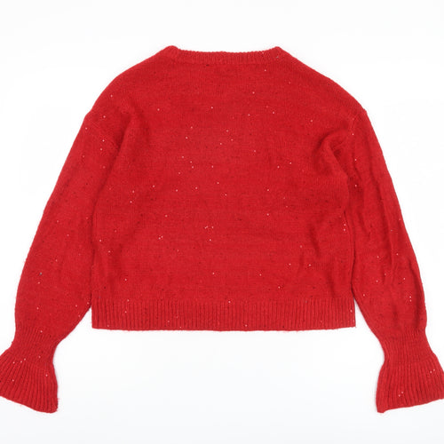 DKNY Women's Red Pullover Jumper, Size S, Crew Neck Knit