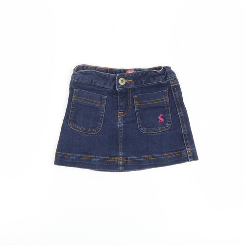 Joules Girls Blue Denim Mini Skirt - Size 4 Years