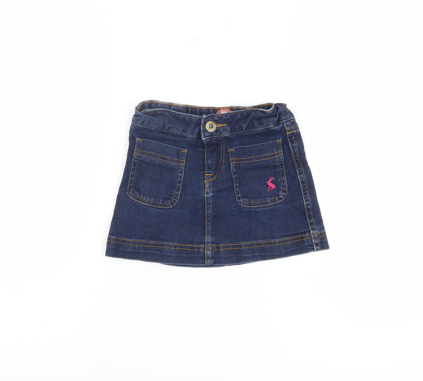 Joules Girls Blue Denim Mini Skirt - Size 4 Years