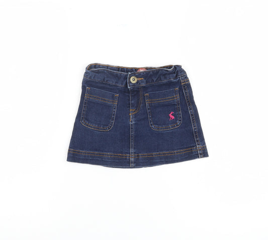 Joules Girls Blue Denim Mini Skirt - Size 4 Years