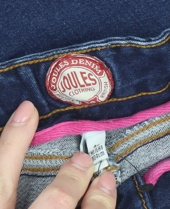 Joules Girls Blue Denim Mini Skirt - Size 4 Years