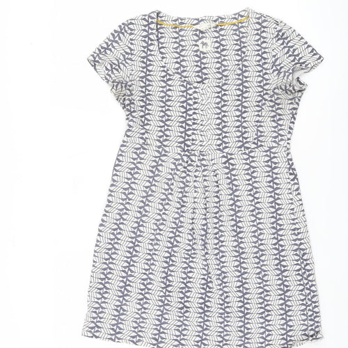 White Stuff Women's Blue Geometric Tunic Top UK 10