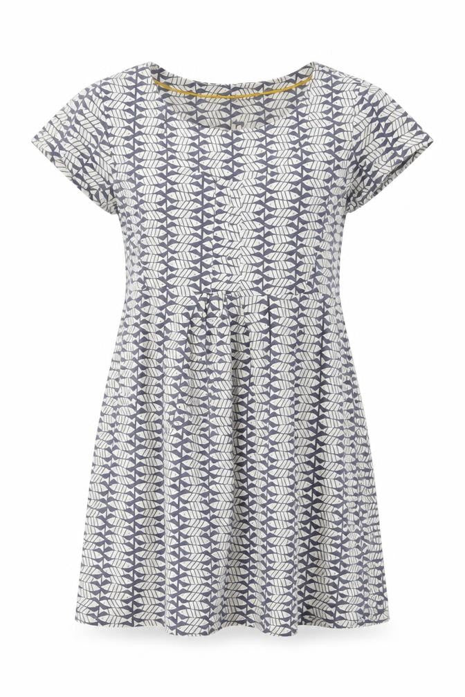 Front view of White Stuff Women's Blue Geometric Tunic Top UK 10