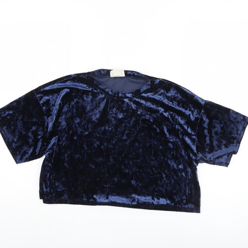 Pins and Needles Women's Blue Velvet Top XS