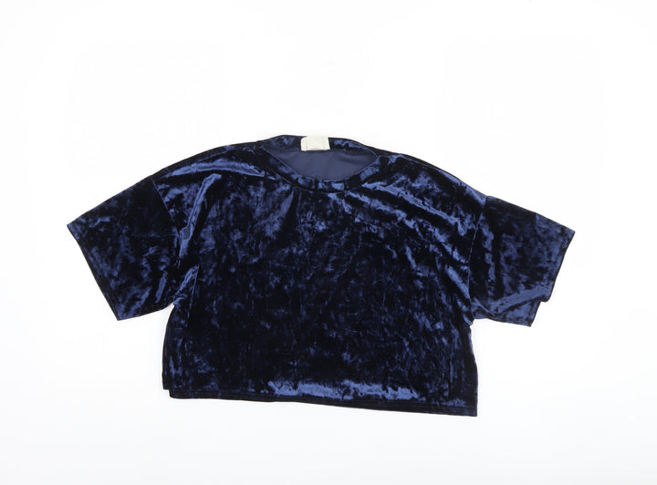 Pins and Needles Women's Blue Velvet Top XS