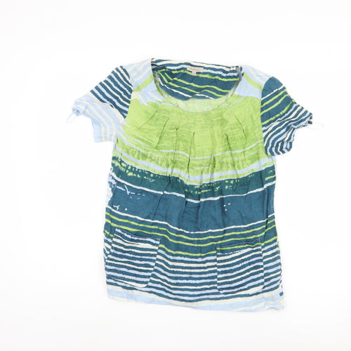 Kew Women's Multicoloured Striped XS Linen Tunic Blouse