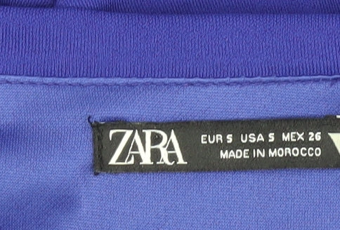 Zara Women's Blue Bodycon Dress Ruched V-Neck Size 8