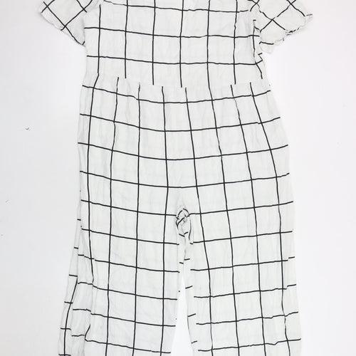 ASOS DESIGN Women's White Check Jumpsuit Size 12