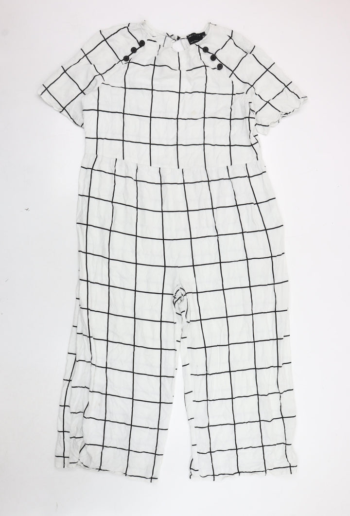 ASOS DESIGN Women's White Check Jumpsuit Size 12
