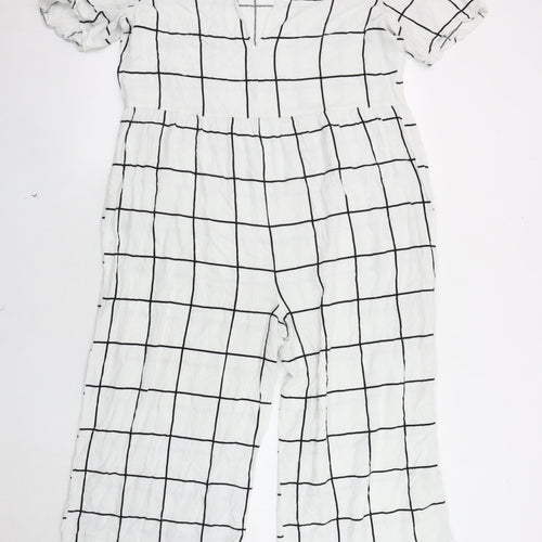 ASOS DESIGN Women's White Check Jumpsuit Size 12