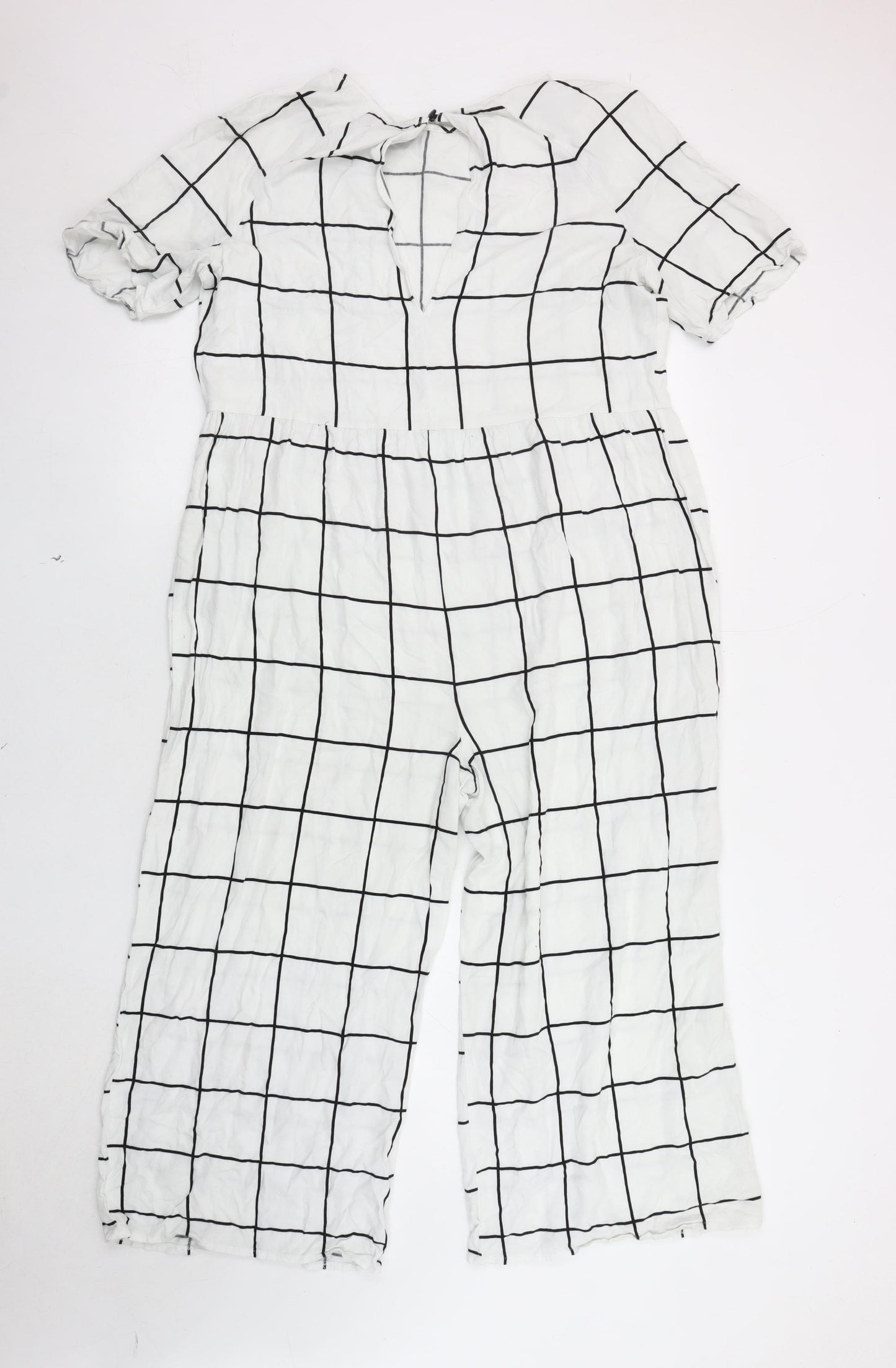 ASOS DESIGN Women's White Check Jumpsuit Size 12