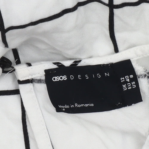 ASOS DESIGN Women's White Check Jumpsuit Size 12