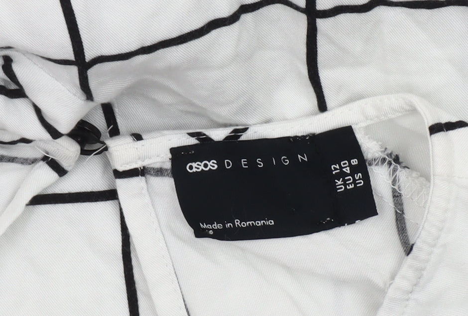 ASOS DESIGN Women's White Check Jumpsuit Size 12