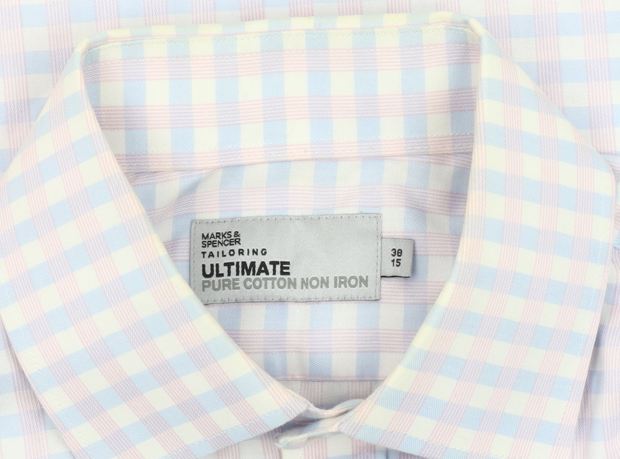 Marks and Spencer Men's Check Long Sleeve Shirt, 39