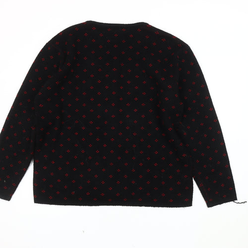 Damart Women's Black Floral Cardigan L