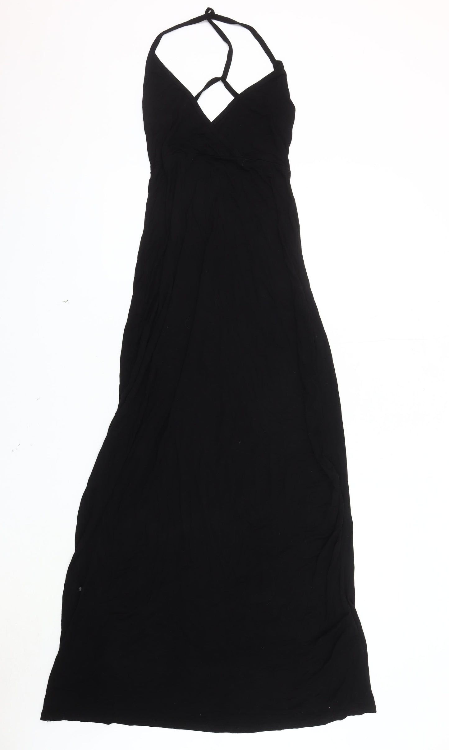 boohoo Women's Black Maxi Dress, Size 10, V-Neck Sleeveless