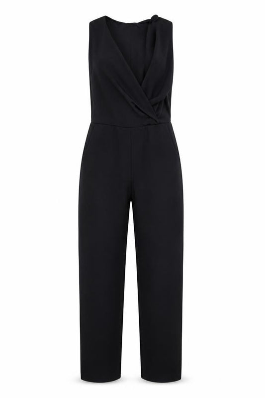 Front view of PRETTYLITTLETHING Women's Black Jumpsuit, size 10, Party Wear